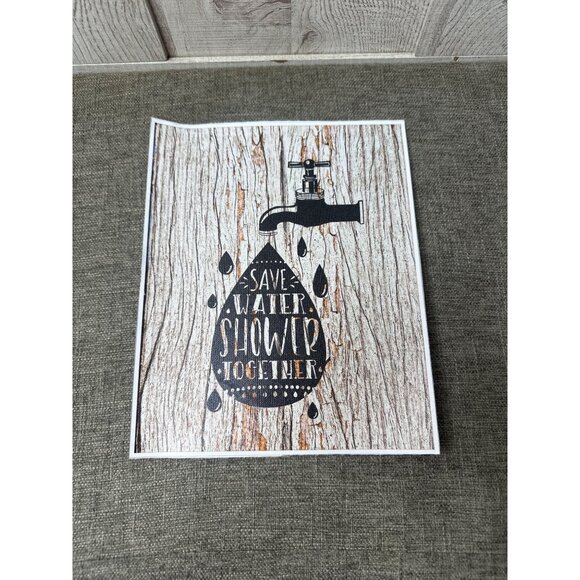 Rustic Bathroom 8x10 Wall Art Prints Set Of 4 Wipe Flush Wash Shower Unframed - Picture 4 of 8